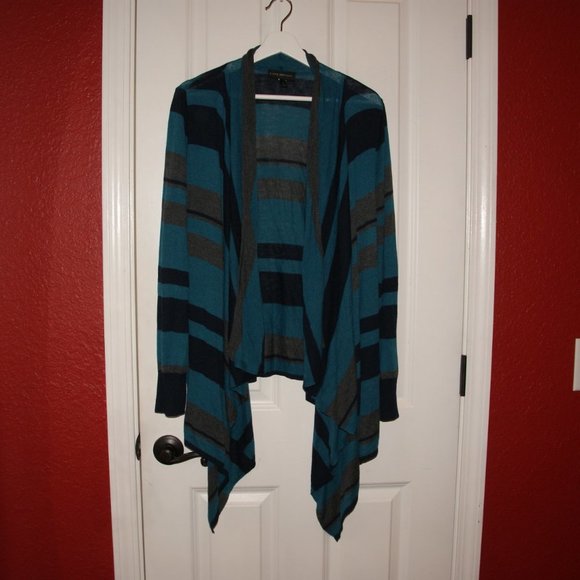 LANE BRYANT Stripe Draped Cardigan Sweater sz 14/16 Women's Plus - Picture 2 of 7